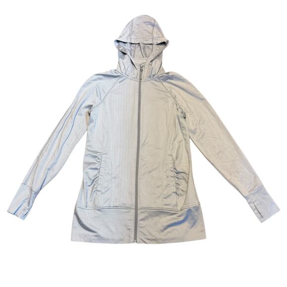 Mondetta White Gray Chevron Yoga Hooded Jacket Size Small EUC - Picture 5 of 7